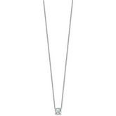 14k White Gold 1 carat Certified Lab Grown Diamond VS+ F+ Cushion Complete 18 inch Four Prong Pendant Necklace